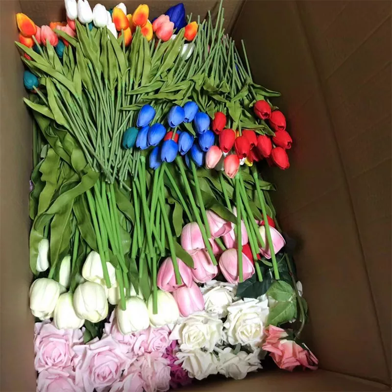 Mini pu pekeng tulip bulaklak